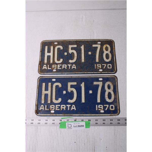 (2) Alberta 1970 License Plates