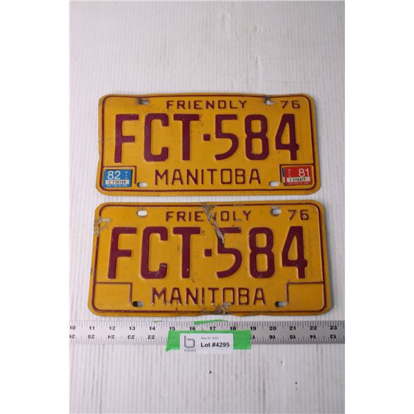 (2) Manitoba 1976 License Plates