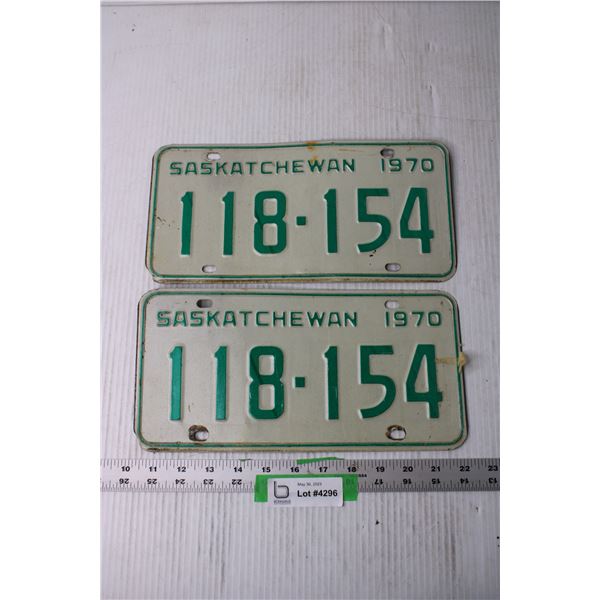 (2) Saskatchewan 1970 License Plates