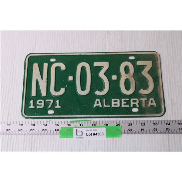 Alberta 1971 License Plate