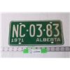 Image 1 : Alberta 1971 License Plate