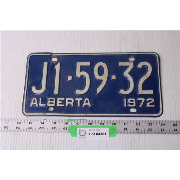 Alberta 1972 License Plate