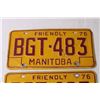 Image 3 : (2) Manitoba 1976 License Plates