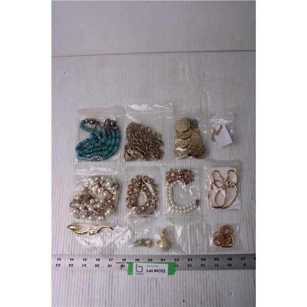 Lot of Costume Jewelry - Necklaces, Earrings, Brooches