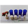 Image 1 : (4) Blue Cups+(5) Salt and Pepper Shakers+ Strawberry Decoration