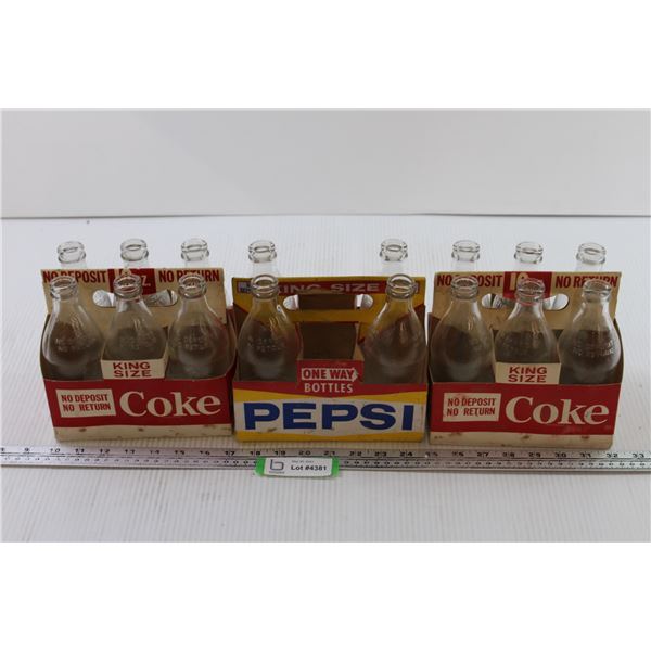 (16) Coca-Cola Glass Bottles+ (3) Carrying Cases