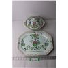 Image 1 : Hand Painted Platter and Vegetable Bowl