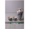 Image 1 : Hand Painted Small Vase and Egg Cups - Made in Holland