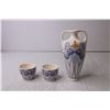 Image 2 : Hand Painted Small Vase and Egg Cups - Made in Holland