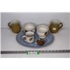 Image 1 : Assorted Denby Items (Plate + Cups + Creamer + Dishes ) + Vintage Ceramic Whistle