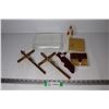 Image 1 : Vintage Garters for Men - (2) Crosses w/Jesus - Magnet Figure - Pyrex Refrigerator Lid
