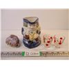 Image 1 : Ceramic Pitcher, (2) Shot Glasses and Shell Ornament