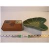 Image 1 : Vintage Regal USA 316 Art Pottery Green Leaf and Cigar Box