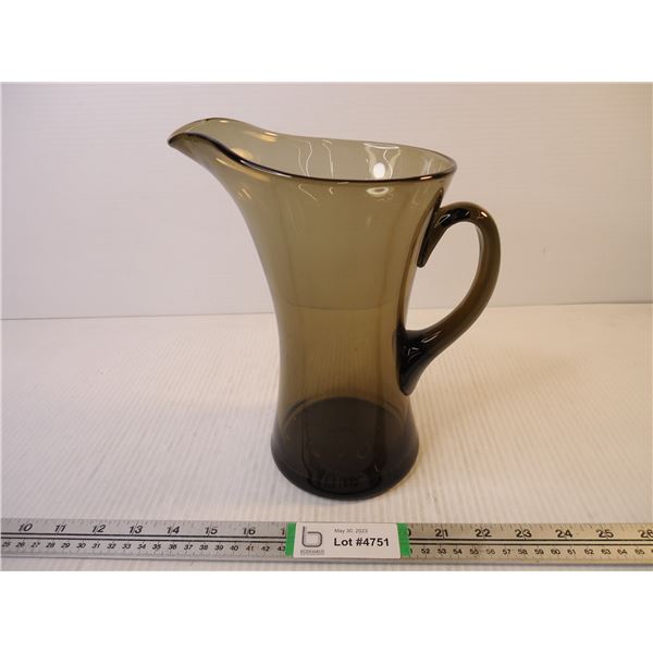 Smokey Curved Glass Pitcher