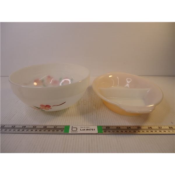 (2) Fire King- Serving Bowl and Divided Dish