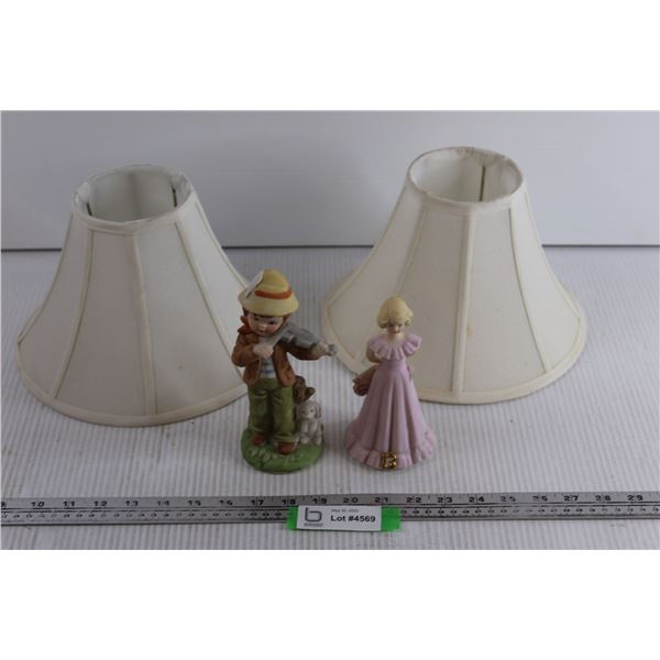 (2) Lamp Shades+ (2) Figurines