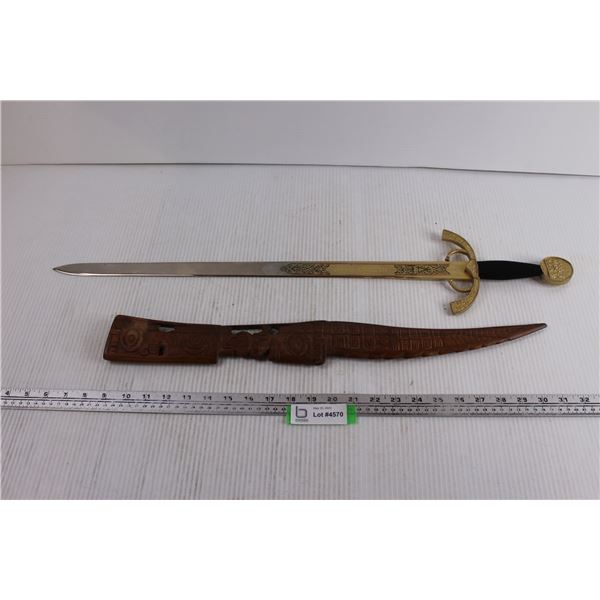 Black Handled Sword From Spain + Wooden Sword From Tahiti (Over 50 Years old)