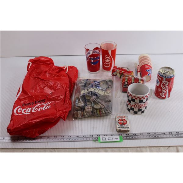 Coke and Pepsi Bottle Caps+ Misc. Coca Cola and Pepsi Merchandise