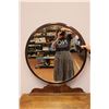 Image 3 : *Vintage Three Door Wooden Dresser with Circular Mirror - 3ft x 17" x 33 1/2"