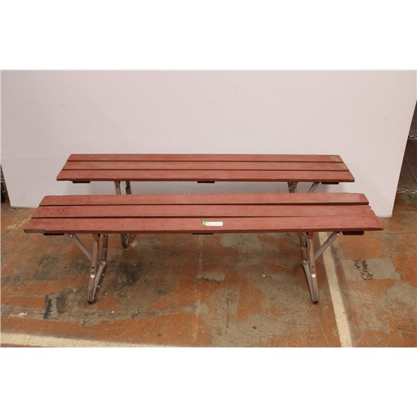 *2x Bid Price-- (2) Wooden Benches (can be folded flat for storage)