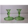 Image 3 : (2) Uranium Glass Candle Holders