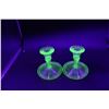 Image 5 : (2) Uranium Glass Candle Holders