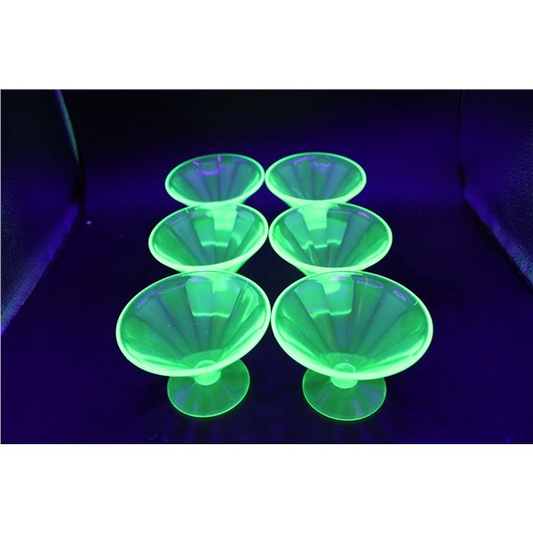 (2x Bid Price) (6) Uranium Glass Sherbet Bowls