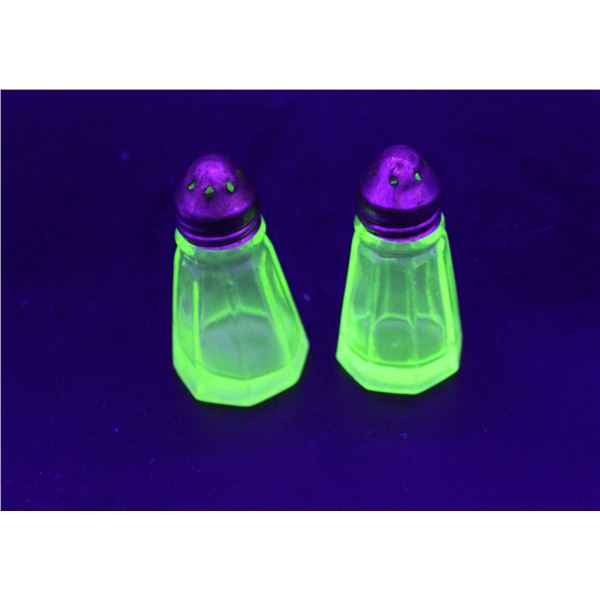 Uranium Glass Salt and Pepper Shakers