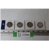 Image 1 : (4) Silver Canadian 50 Cent Pieces ( 1941- 44 - 51 - 53)