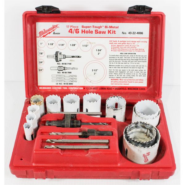 17PC MILWAUKEE 4/6 HEAVY DUTY HOLE SAW KIT