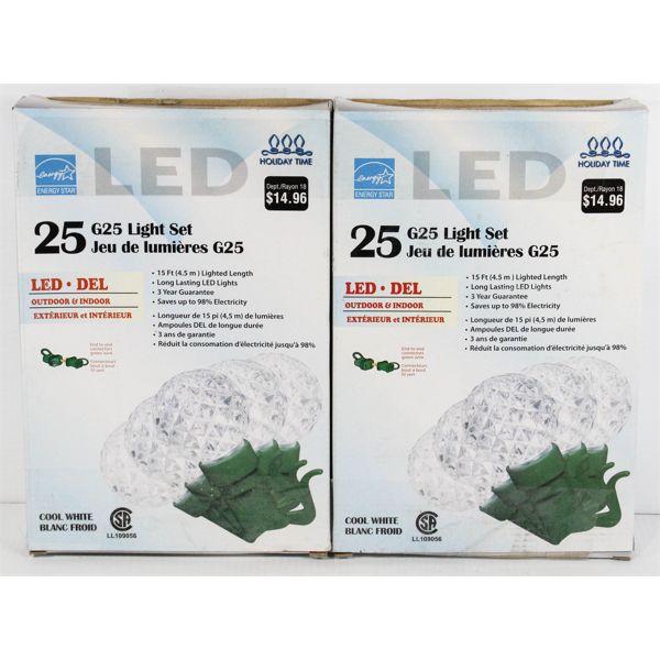 2 HOLIDAY TIME G25 LED LIGHT SETS