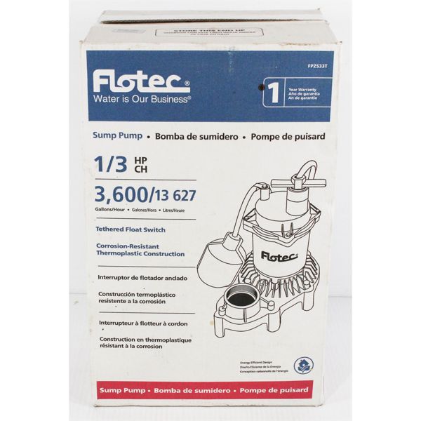 FLOTEC 1/3 HP SUMP PUMP NIB