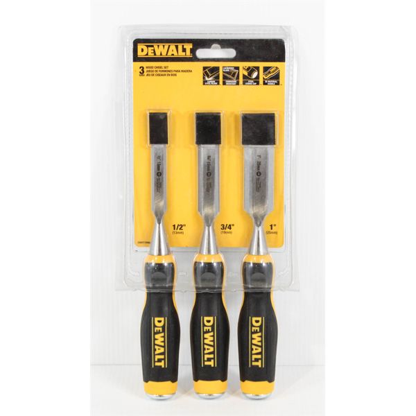 3 PC DEWALT WOOD CHISEL SET 