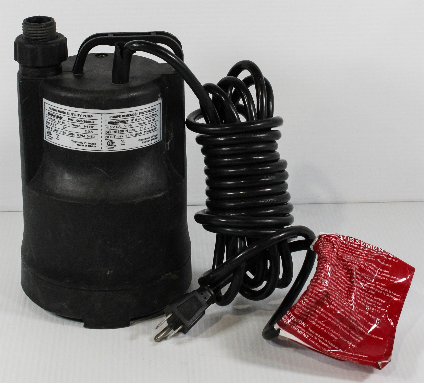 MASTERCRAFT SUBMERSIBLE UTILITY PUMP