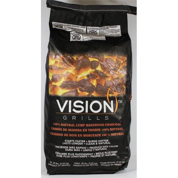 VISION 100% NATURAL LUMP HARDWOOD CHARCOAL - 20LBS