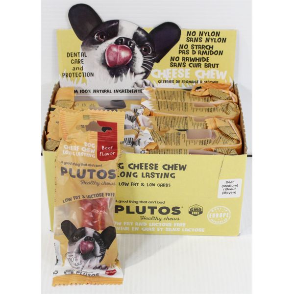 20 PLUTOS NATURAL HEALTHY CHEESE DOG CHEWS – MEDIUM BEEF