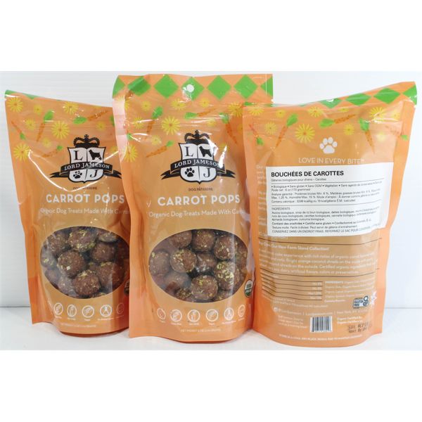 3 LORD JAMESON ORGANIC DOG TREATS - CARROT POPS