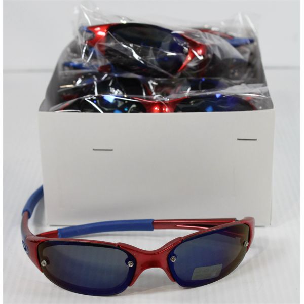 12 PAIRS DESIGNER SUNGLASSES - BLUE/RED, UV400