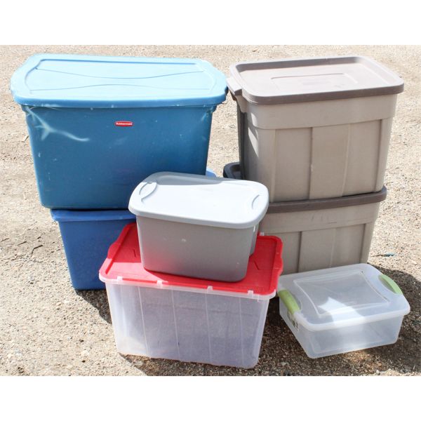 ASSORT. PLASTIC BINS AND LIDS