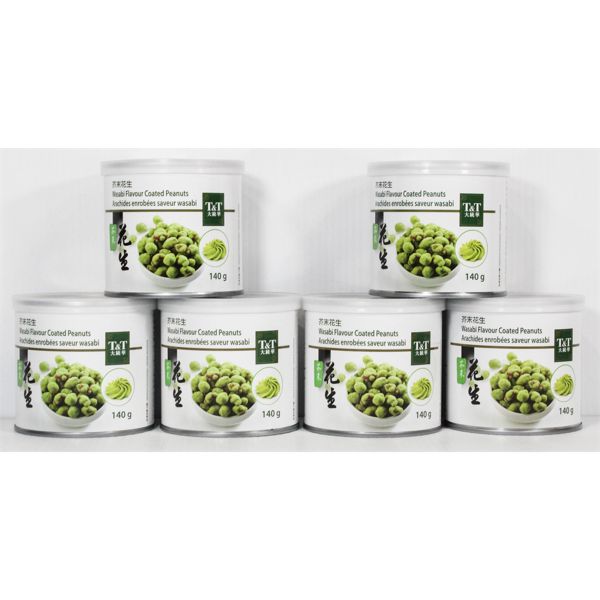 6 CANS OF T&T WASABI FLAVOUR COATED PEANUTS