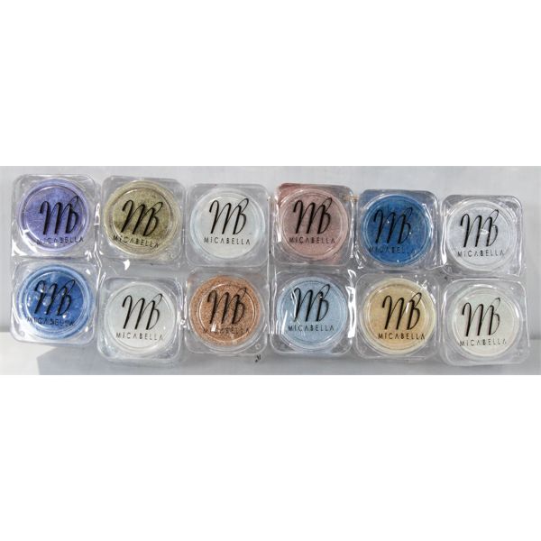 12 MICABELLA LOOSE EYE SHADOW POWDER POTS - 0.6 G EA