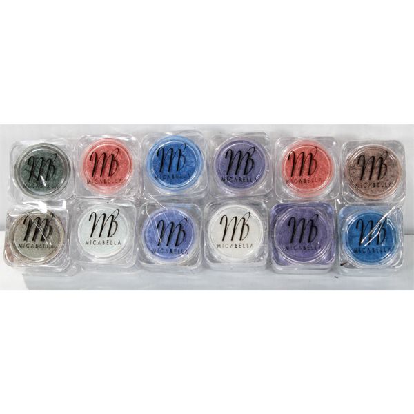 12 MICABELLA LOOSE EYE SHADOW POWDER POTS - 0.6 G EA