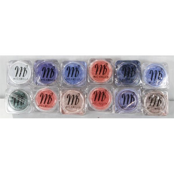 12 MICABELLA LOOSE EYE SHADOW POWDER POTS - 0.6 G EA