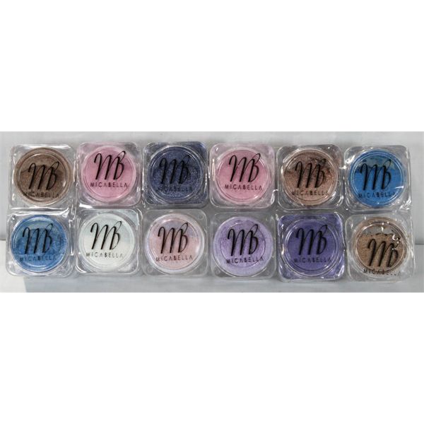 12 MICABELLA LOOSE EYE SHADOW POWDER POTS - 0.6 G EA