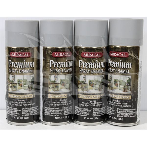 4 PREMIUM SPRAY ENAMEL - INDOOR/OUTDOOR - GREY