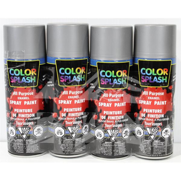 4 COLOR SPLASH ALL PURPOSE SILVER ENAMEL SPRAY PAINT