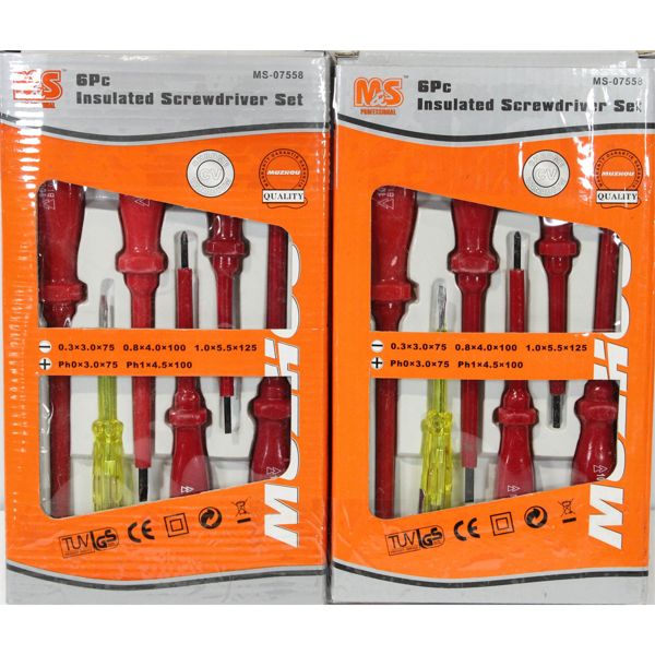 2 INSULATED SCREWDRIVER SETS - 6 PCE EA