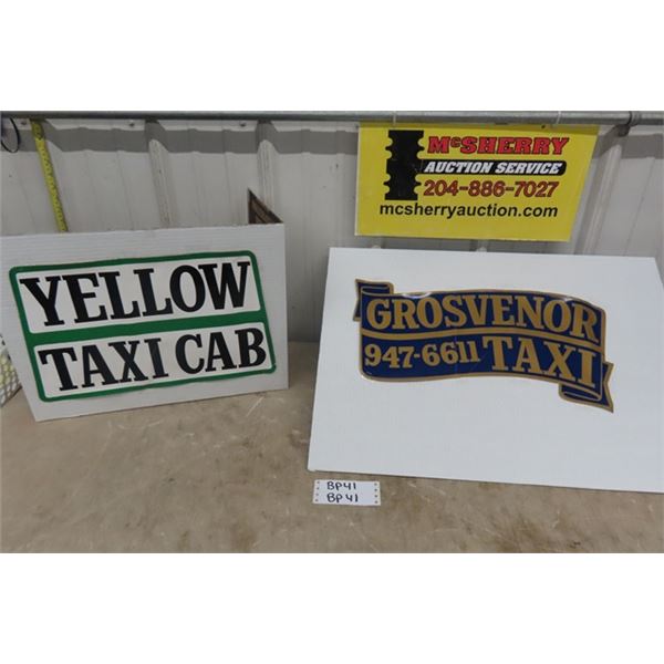 2 Vintage Winnipeg Taxi Company Vinyl Door Decals - Yellow Cab + 