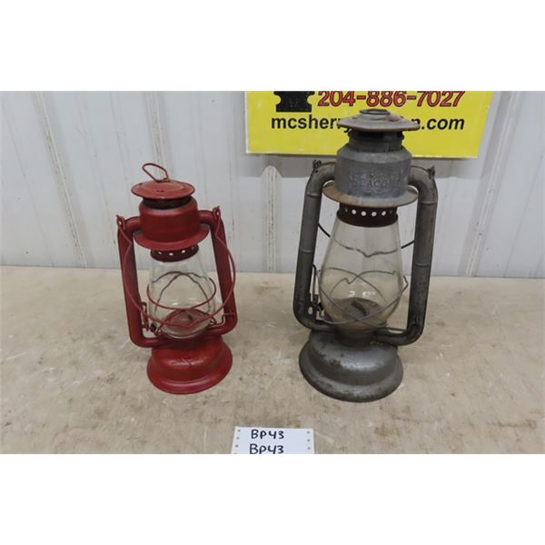 2 Vintage Barn Lanterns - Both Beacons