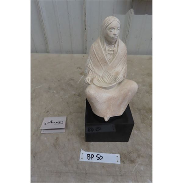 Indigenous Sculpture Sitting Woman 12" Tall - Austin Sculptures